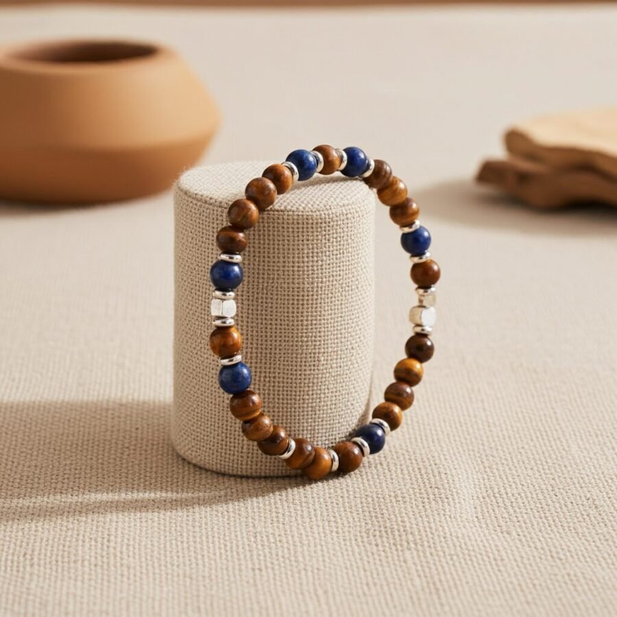 Men's Bracelet Yellow Tiger Eye Beaded Bracelet Energy Bracelet Healing Bracelet Best Gift For Friends Families, made in Sicily. - Image 3