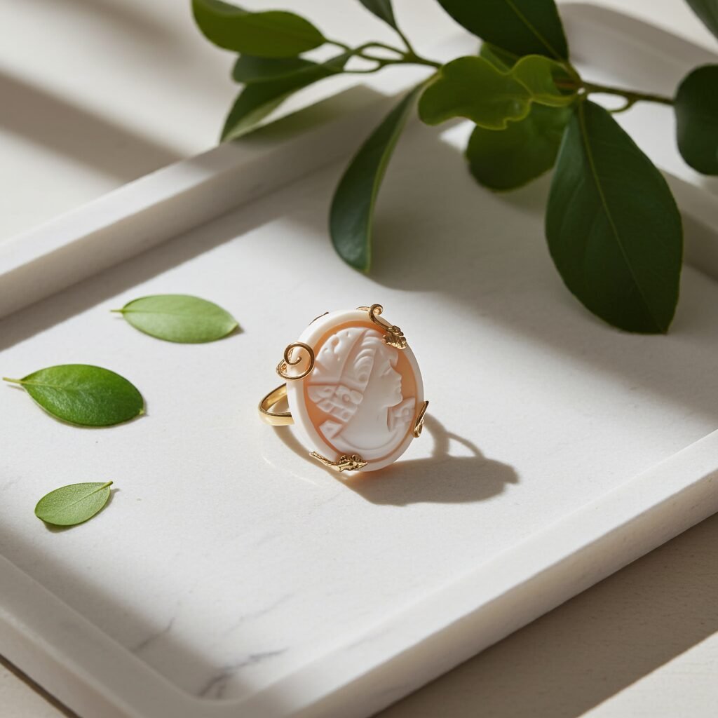 Vintage Cameo Ring - Shell Cameo Ring - Adjustable Ring - Carved in Italy. - Image 3