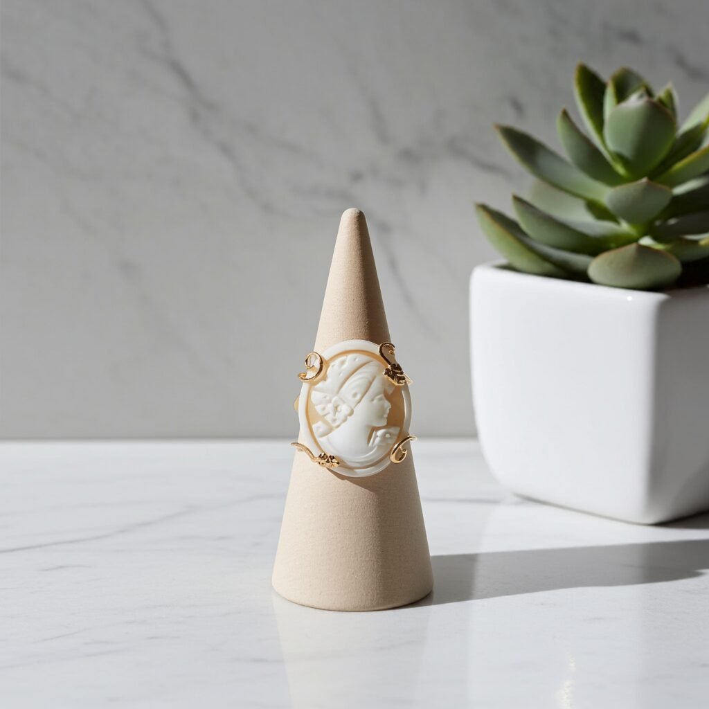 Vintage Cameo Ring - Shell Cameo Ring - Adjustable Ring - Carved in Italy. - Image 5