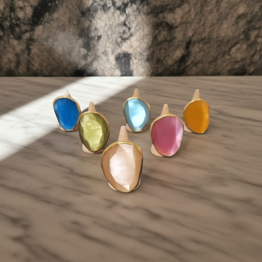 Natural Cat's Eye, Different colours, ADJUSTABLE RINGS, Natural Gemstone Rings, vintage rings, Handmade Rings, Artisan Jewelry, Rings for women, gift, made in Sicily (italy). - Image 9