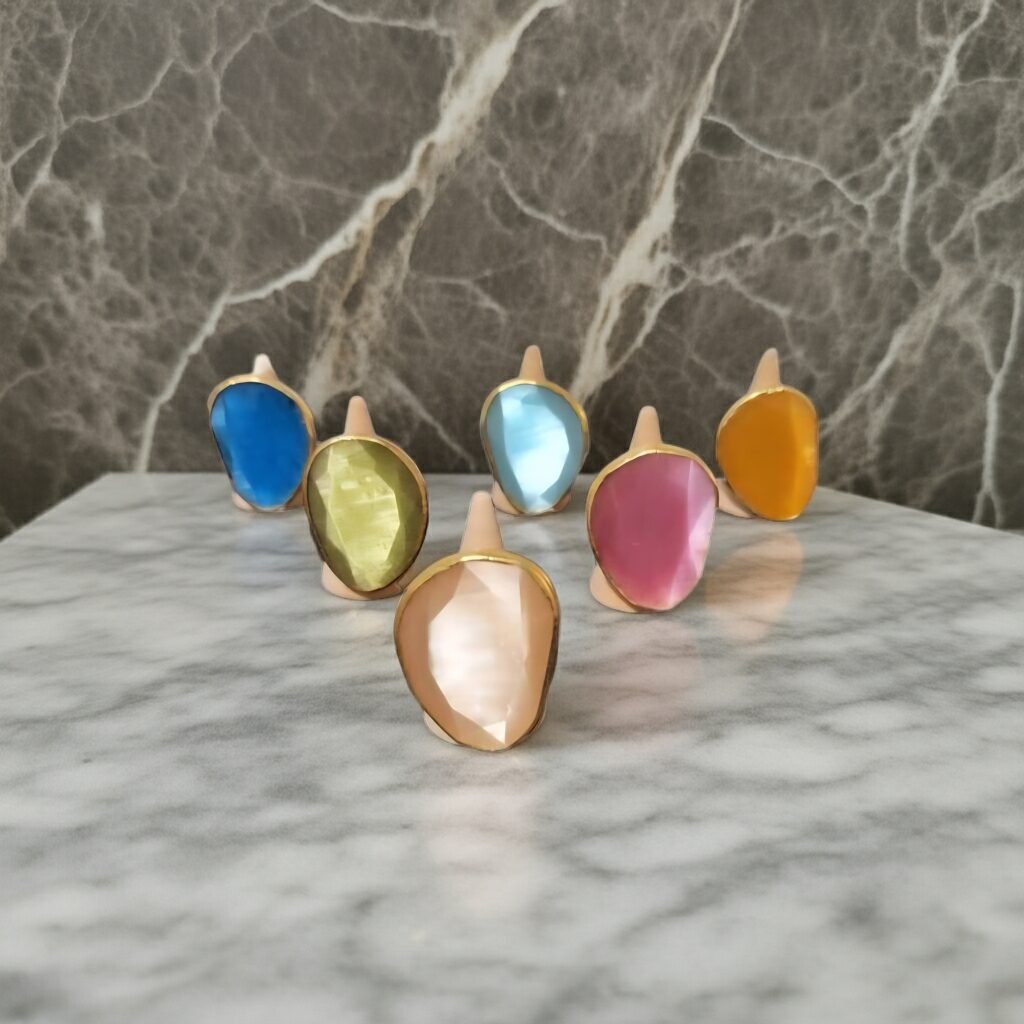 Natural Cat's Eye, Different colours, ADJUSTABLE RINGS, Natural Gemstone Rings, vintage rings, Handmade Rings, Artisan Jewelry, Rings for women, gift, made in Sicily (italy). - Image 8